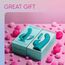 Vibrator rabbit cu rotatie si telecomanda Pirouette by Femme Funn, turcoaz, cutie cadou deschisa