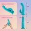 Vibrator rabbit cu rotatie si telecomanda Pirouette by Femme Funn, turcoaz, infografic cu dimensiuni oficiale