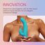 Vibrator rabbit cu rotatie si telecomanda Pirouette by Femme Funn, turcoaz, aproape de piept