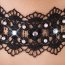 Choker Elegant Dantela Neagra cu Strassuri# - culoare si material