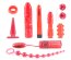 Set Deluxe Pipedream Extreme »Kinki Collection« 9 piese - Rosu - detaliu design