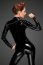 Salopeta Latex Full Jumpsuit Noir Handmade - Negru - detaliu finisaj