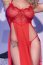 Set Rochie Neglije Luxury Chilirose, rosie, lunga, decupata in parti# - detaliu finisaj