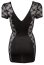 Rochie neagra cu insertii dantela, fermoar si decolteu adanc# - vedere laterala