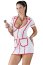 Costumatie Asistenta Medicala, Cottelli Collection, rochie alba cu fermoar rosu#