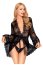 Set Kimono dantela neagra cu chilotei, Hypnotic Power - vedere frontala
