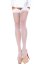 Ciorapi portjartier albi Leg Avenue Sheer Backseam Stockings vedere lifestyle, transparenta 20 denier, cusatura backseam pe picior, detaliu varf cu intarire discreta, culoare alba