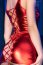 Costum Chilirose Diavolita, CR-4477, rosu, rochie cu spatele Impletit, coarne, sfoara si ciorapi plasa negri# - accesorii incluse
