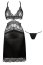 Set Lenjerie Sexy, neglije, dantela neagra, satin, Beauty Night, Adelaide# - detaliu finisaj