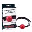 Calus Red Ball Gag, bila rosie de cauciuc, curea piele - vedere frontala