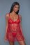 Set Valentina Babydoll si Bikini Be Wicked - Rosu - detaliu design