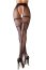Dresuri tip plasa, fara crotch, Cottelli LEGWEAR, decupat in zona intima, cu model, negru# - vedere frontala