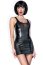 Rochie mini, Chilirose, Black Leatherlook CR 4481, imitatie piele, cu siret la spate, negru# - vedere frontala