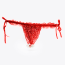 Tanga de dama rosu cu perle si lubrifiant de capsuni, Innt# - culoare si material