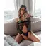 Body cu Maneca Lungă si Tanga Leg Avenue - Negru