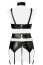 Set sexy 4 piese Grey Velvet – body cu lanturi, portjartier si tanga - detaliu ambalaj