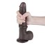 Dildo realist 23 cm Sliding-Skin Dual Layer – Negru, TPE dublu strat, piele glisanta, ventuza detasabila