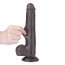 Dildo realist 23 cm Sliding-Skin Dual Layer – Negru, TPE dublu strat, piele glisanta, ventuza detasabila