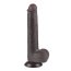 Dildo realist 23 cm Sliding-Skin Dual Layer – Negru, TPE dublu strat, piele glisanta, ventuza detasabila