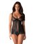 Set Babydoll Amanda Obsessive si Chiloti Dantela - Neagru - culoare si material