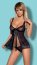 Set Babydoll Amanda Obsessive si Chiloti Dantela - Neagru - detaliu design