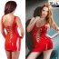 Rochie Mini Latex Look Black Level - Rosu