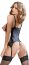 Set Corset Black Level Vinyl, Open Cups si bikini - Negru