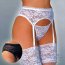 Set Portjartier si Chiloti Dantela Softline - Alb