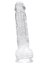 Dildo Loving Joy, cu testicule, Transparent, 16,5 cm