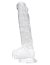 Dildo Loving Joy, cu testicule, Transparent, 16,5 cm