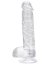 Dildo Loving Joy, cu testicule, Transparent, 16,5 cm