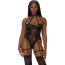 Body dantela neagra Forplay, cu armatura si portjartier - negru