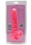Dildo realist din silicon, Loving Joy, cu ventuză si scrot, roz, [21 cm x 4 cm]