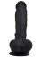 Dildo realist din silicon, Loving Joy, cu ventuză si scrot, negru, [21 cm x 4 cm]