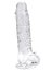 Dildo Loving Joy, cu testicule, Transparent, 19 cm