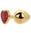 Dop anal in forma de inima auriu, Toosh, cu cristal Rosu, M