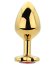 Dop anal in forma de inima auriu, Toosh, cu cristal Rosu, M