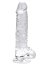 Dildo Loving Joy, cu testicule, Transparent, 19 cm