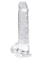 Dildo Loving Joy, cu testicule, Transparent, 19 cm