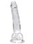 Dildo Loving Joy, cu testicule, Transparent, 19 cm