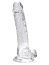 Dildo Loving Joy, cu testicule, Transparent, 19 cm