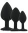 Set 3 bucati dopuri anale, Toosh, mic, medium, mare, silicon negru - culoare si material