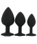 Set 3 bucati dopuri anale, Toosh, mic, medium, mare, silicon negru - accesorii incluse
