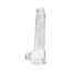 Dildo Loving Joy, cu testicule, Transparent, 20 cm