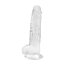 Dildo Loving Joy, cu testicule, Transparent, 20 cm
