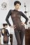 Bodystocking All  Mandy Mystery - Negru - vedere laterala