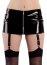 Fusta mini cu fermoar frontal, BLACK LEVEL, neagra, super scurta, cu 4 bretele detasabile