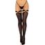 Leg Avenue 85023 Ciorapi Negri Ornament Inima - Detaliu Banda Elastica Incorporata