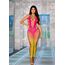 Body Bodystocking Leg Avenue Ombre Faux Lace Up Footless Roz - imagine suplimentara 7