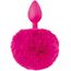 Plug Anal silicon cu pompon blana roz fucsia, Sweet Caress - 12 cm